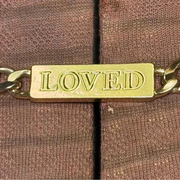 Vintage Mika Y2K Goldtone Chunky Cuban Chain Link Necklace 'LOVED' Pendant - Picture 6 of 15